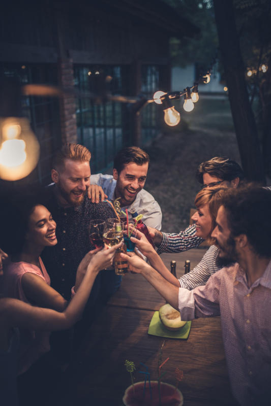 Group of friends toasting