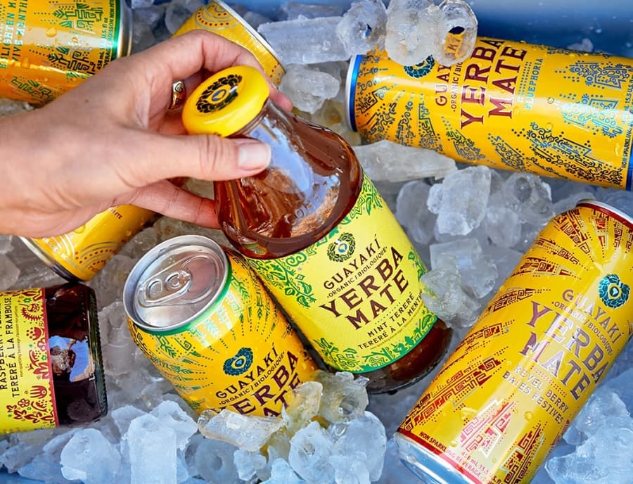 Guayaki Yerba Mate beverages in bucket of ice